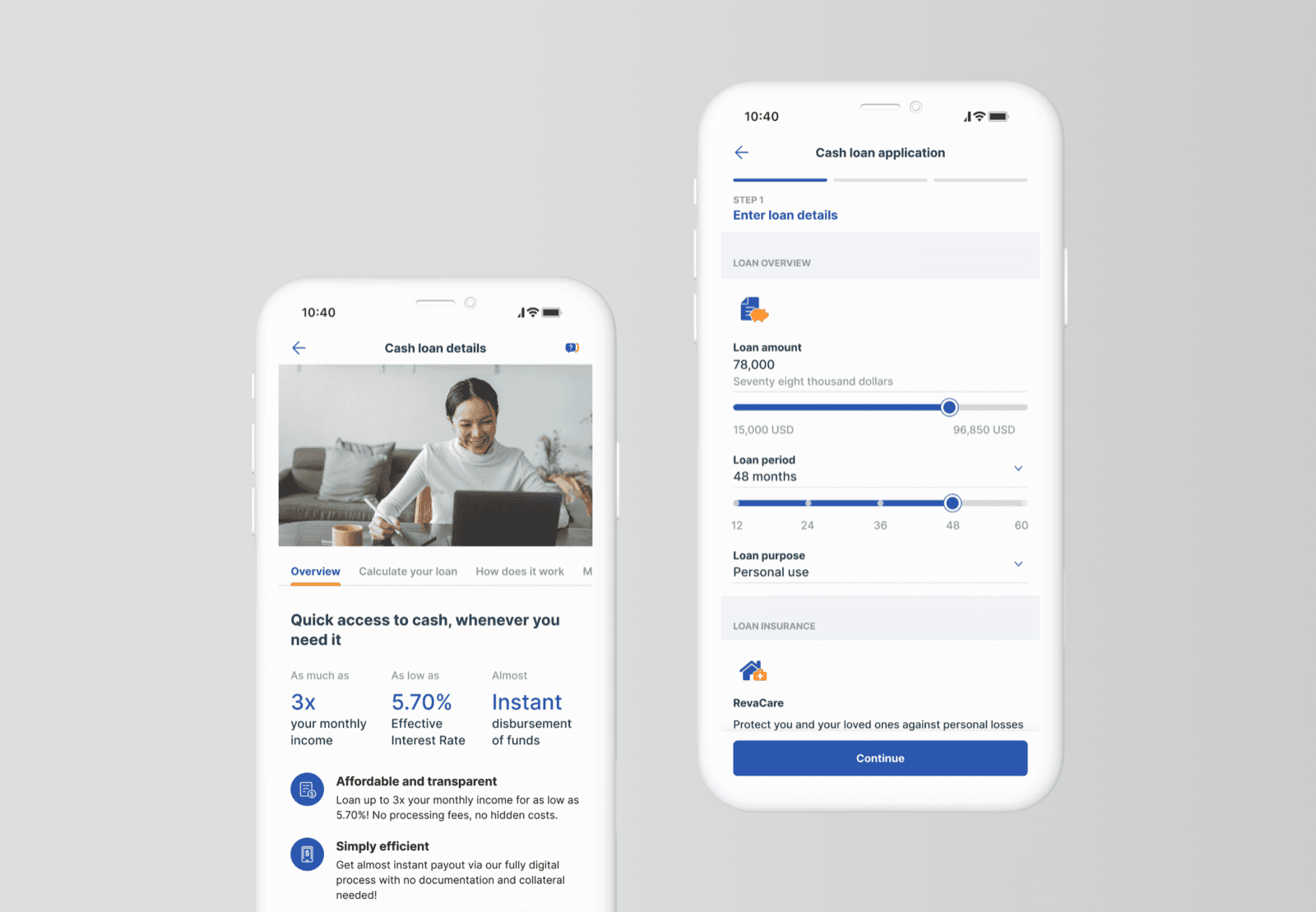 Final cash loan app screens presented on a cover visual