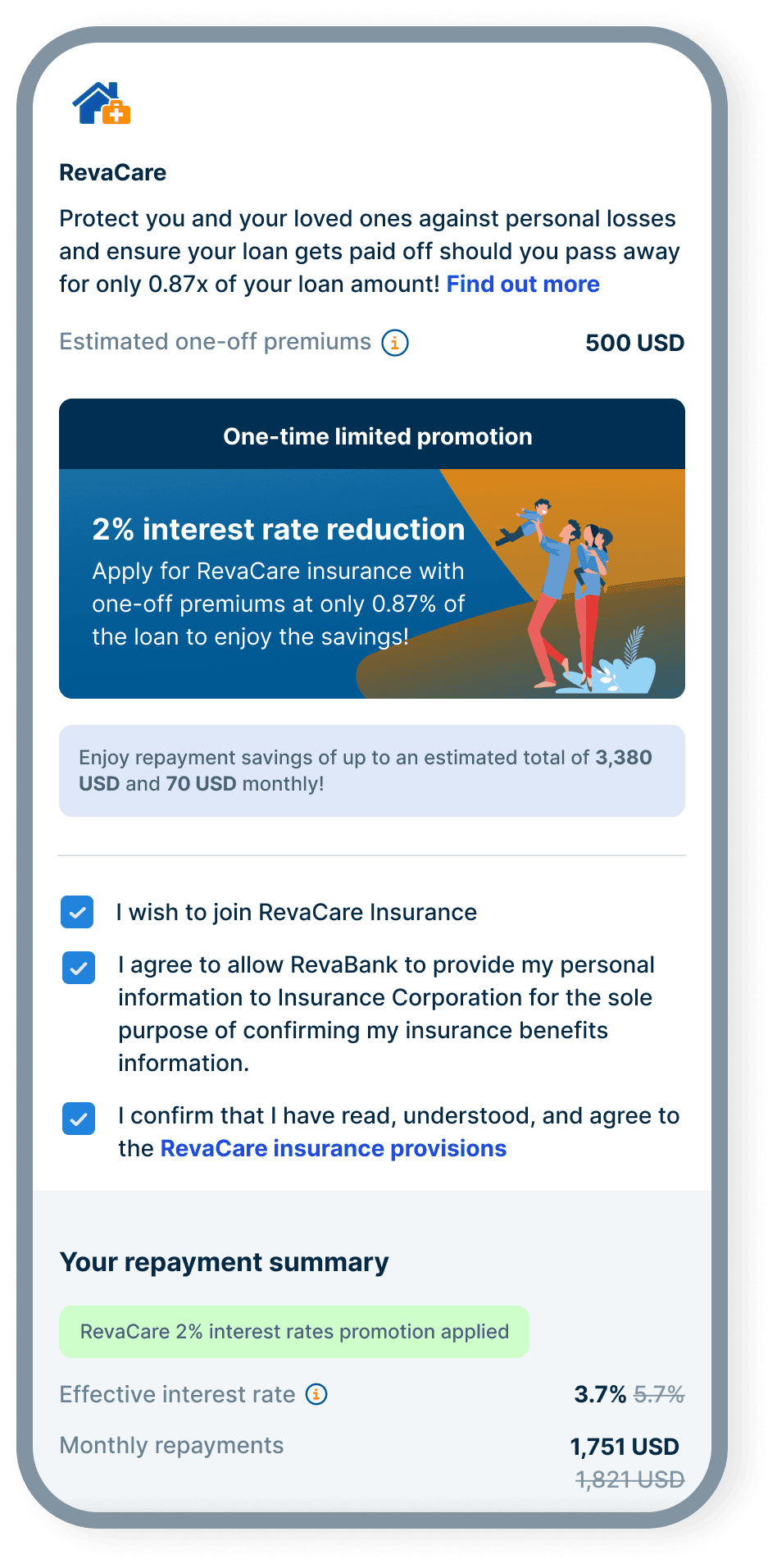 After: promotions and savings displayed prominently